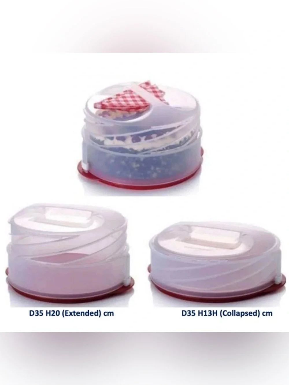 Tupperware Collapsable Cake Taker Round and Cupcake Keepers